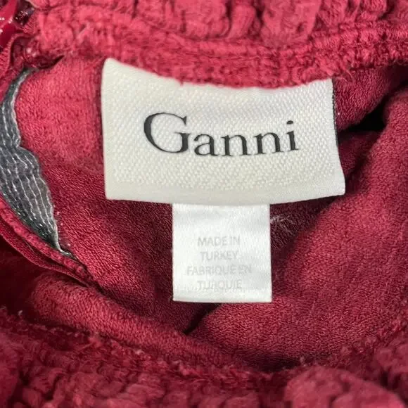 Anthropologie Ganni Burgundy Pinnacle Pleated Sleeveless Fit & Flare Dress  XS - Picture 12 of 15